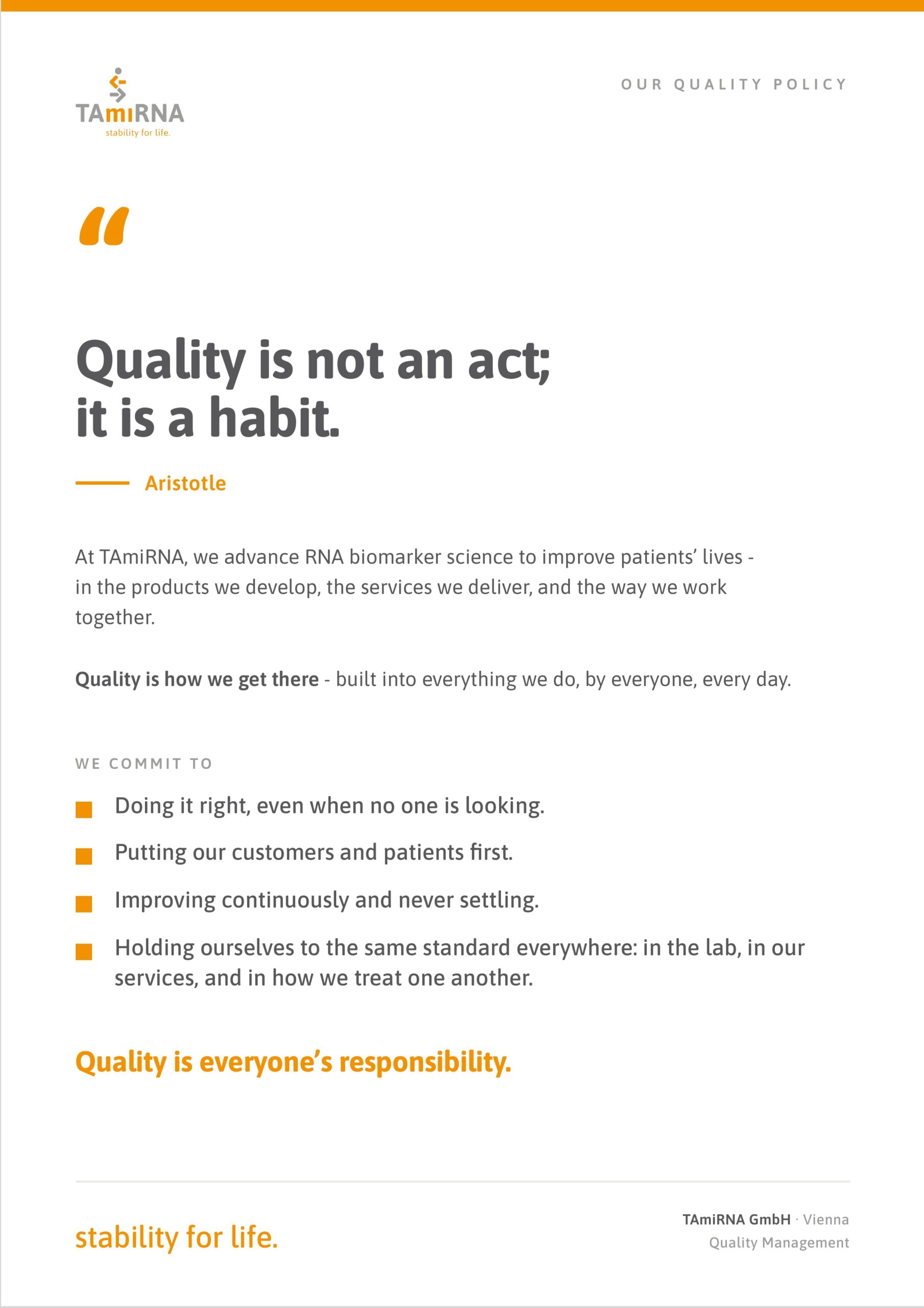 Quality policy
